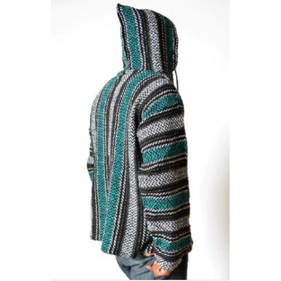 Veracruz Mexican Baja Hoodie Surfers Dream Skater Rug Jacket Made Mexico NWOT XL - Picture 2 of 5